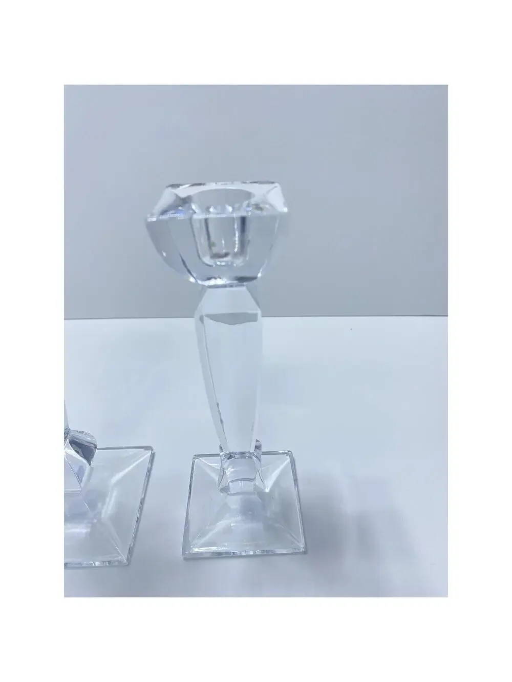 Glass Candle Holder Set 3-Piece Modern Clear Candlesticks 2 Small 1 Large Elegan
